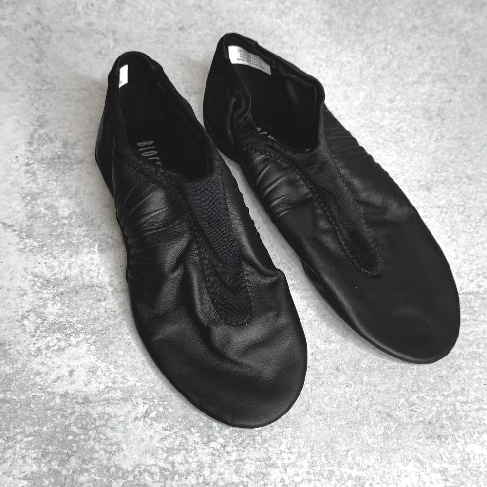 Bloch Black Leather Split Sole Jazz Shoes Womens Size 8.5 / Fit 8 Slip On Dance
